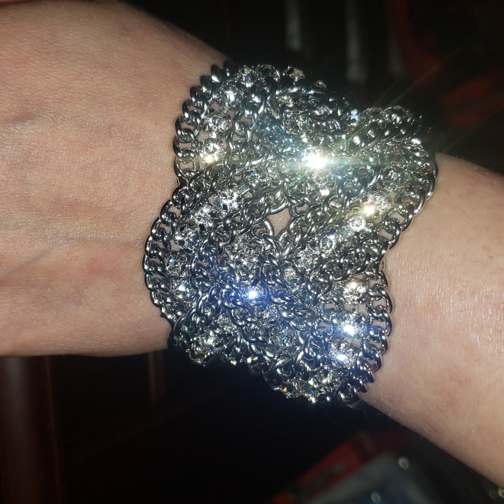 Syella & Dot heavy stainless steel Crystal bracelet